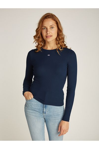 Tommy Hilfiger Blue Round Neck Full Sleeve Textured T-shirts