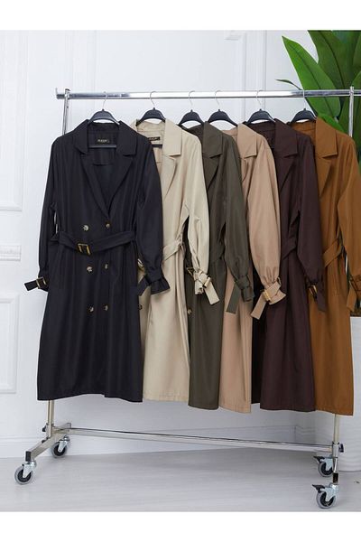 RACE FASHİON Μακρύς διπλός γιακάς Trench Coat - RC3013