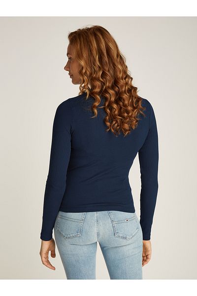 Tommy Hilfiger Blue Round Neck Full Sleeve Textured T-shirts