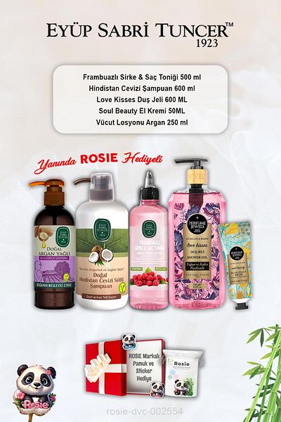 Eyüp Sabri Tuncer Soul Beauty Cream - Coconut Shampoo, Love Kisses Shower Gel, Raspberry Tonic, Argan Lotion and Ros