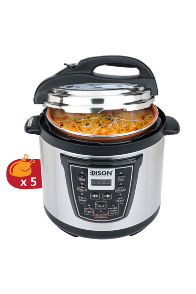 Edison Tefal 12L Electric Pressure Cooker, Black, 1600W