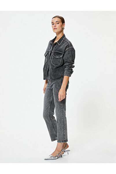 Koton Blugi cu picior spaniol cu ​​picior crop slim fit cu talie standard