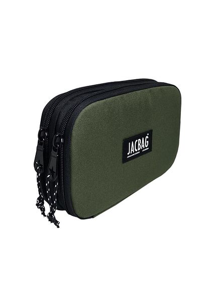 Jacbag Ανδρική θήκη για στυλό - Χακί Πράσινη με Διπλά Καπάκια και Ελαστική οργάνωση