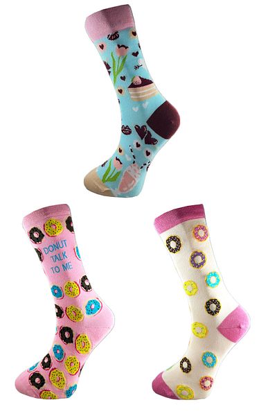 SİHİRLİ AYAKLAR 3 Pairs Men's Food Pattern Socks Colorful Socks Gift Cotton Washed Socks