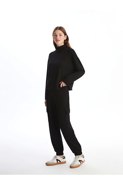 LC Waikiki LCW Vision Μαύρο γυναικείο ελαστικό στη μέση ίσιο Jogger Sweatpants