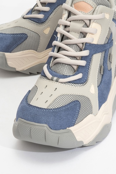 LuviShoes LOWEL Mavi Gri Fermuarlı ve Bağcıklı Kadın Spor Bot