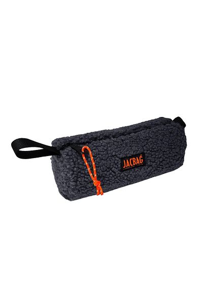 Jacbag Geantă de creion de pluș cu cilindru de pluș gri și portocaliu