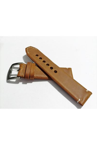 FADO Genuine Gray Leather - 24mm Watch Band (134) Tan Color Handmade Matching Watch
