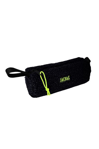 Jacbag Μαύρο-κίτρινο Teddy βελούδινο κυλινδρικό τσαντάκι μολυβιού