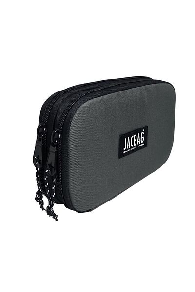 Jacbag Ανδρική γκρι θήκη για στυλό - Organizer με διπλό καπάκι και λάστιχο