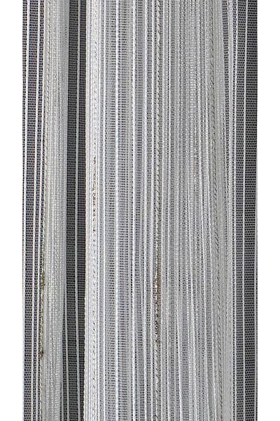 Yuka 1/3 Close Pleat Leaded Skirt - Chain Tulle Curtain with Stripes and Gold Drop Detail