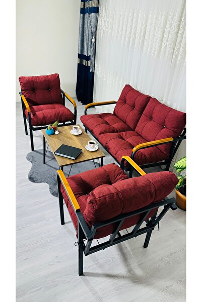 Madame Home Kaktüs Balkon, Bahçe,teras,cafe - Salon - Metal Kanepe Koltuk Takımı - 2 1 1 Sehpa