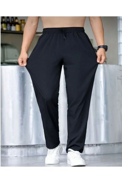 THE WHITE Erkek Siyah İçi Pamuklu Baggy Rahat Kesim Düz Paça Eşofman Altı