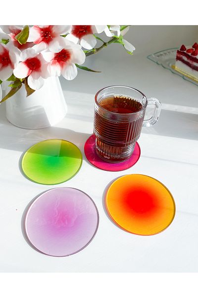 arslart Transparent Coasters - Gradient Color Round Design