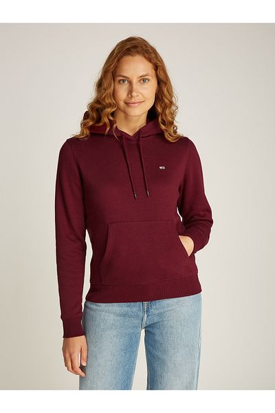Tommy Hilfiger Maroon Hooded Full Sleeve Solid Sweatshirts