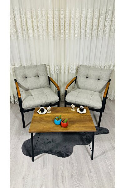 Madame Home Lale Balkon, Bahçe, Cafe  Metal Kanepe Koltuk Takımı 2 Tekli + Sehpa