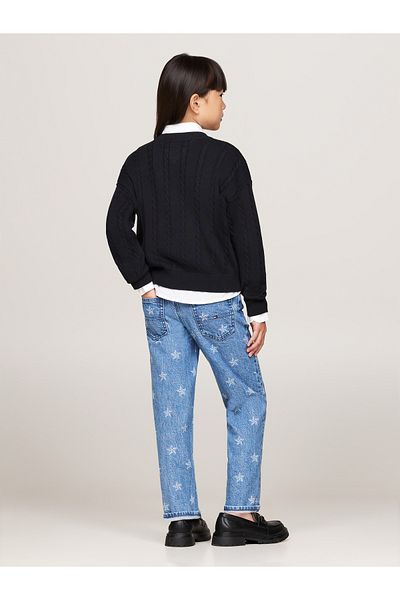 Tommy Hilfiger Tommy Hilfiger Blue Round Neck Full Sleeve Textured Pullover Sweater