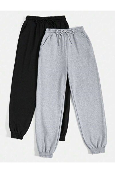 JustBS NEGRU-GRI PACHET DE 2 TRANSPORT DE IARNĂ BUMBAC JOGGER