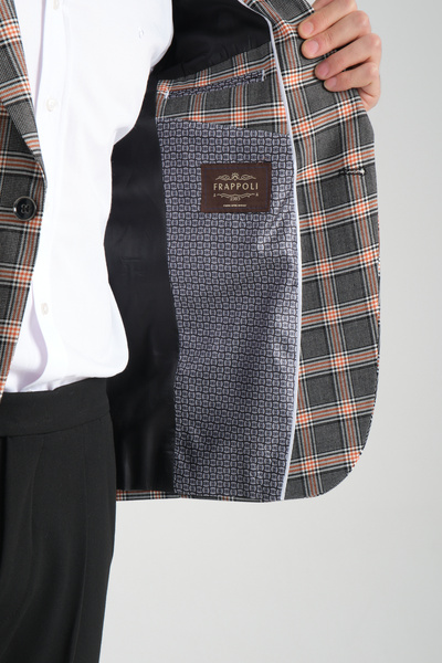 Frappoli Giraldo Чоловічий чорний - гірчичний картатий Slim Fit моно комір спортивний блейзер