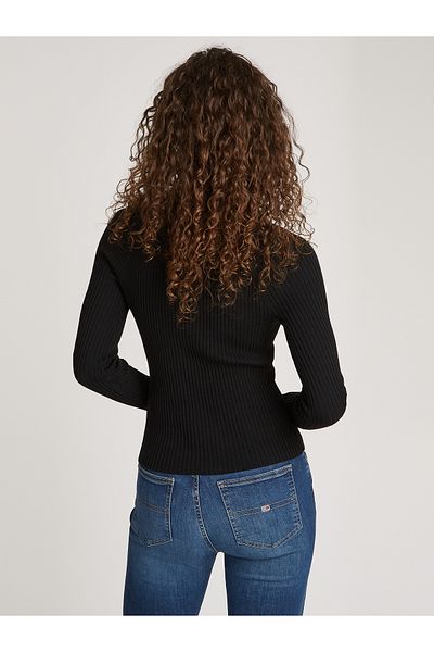 Tommy Hilfiger Black Round Neck Full Sleeve Ribbed Pullover Sweater