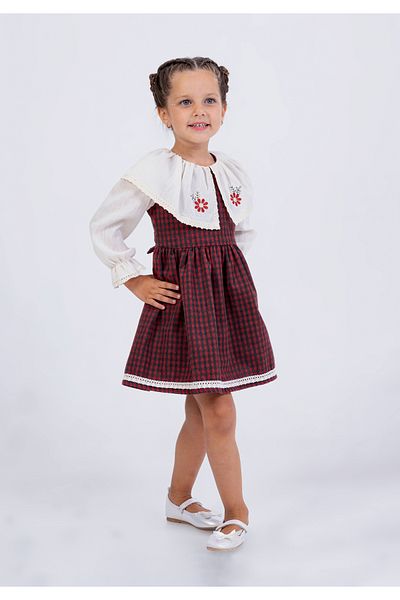 Filizdens Kids Girl's Dress Collar Embroidered Pitching Dress Casual Birthday Dress