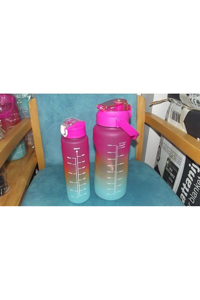 GenelTedarik Pink Flask Water Bowl Set of 2