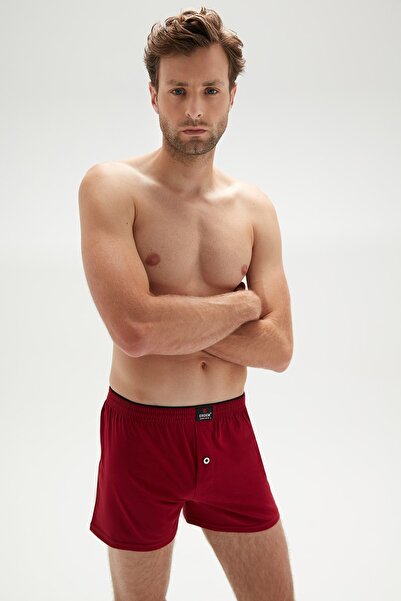 ERDEM İÇ GİYİM Erdem Claret Red Combed Cotton Boxer 1400
