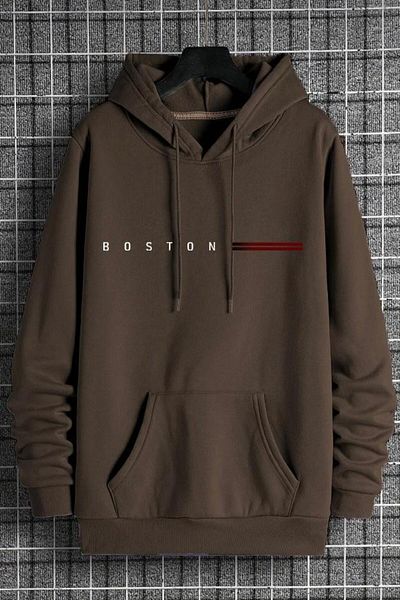NO 601 Ανδρικό φούτερ με κουκούλα Boston σε καφέ χρώμα