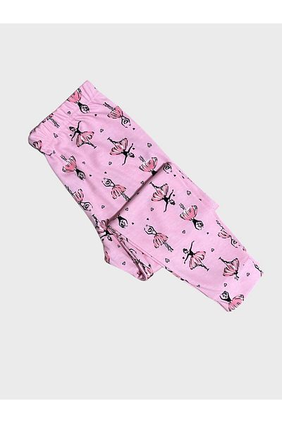 elmas kids Girl's 100% Cotton Pink Ballerina Print Long Sleeve Pajamas Set