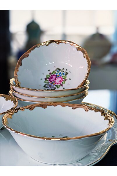 manushum El Boyama Porselen Çukur Çorba Kasesi-beyaz 6 Adet