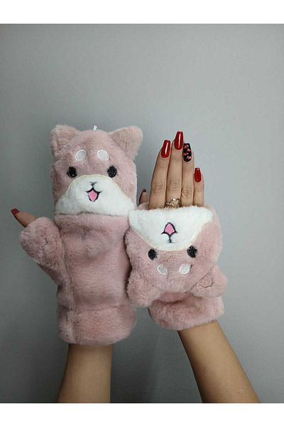 Gönülden Tasarım Plush Open Cover Fingered Female Gloves