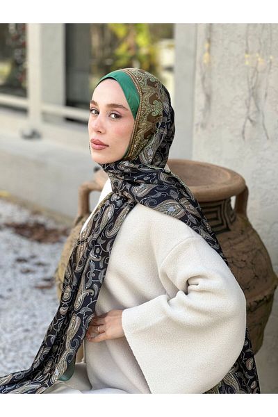Modakaşmir Silky Shawl with Vine Pattern
