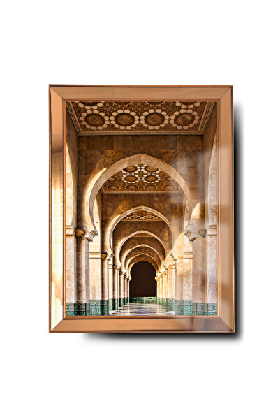 byMelekoğlu Ayna Çerçeveli Cama Baskılı Dini Camii Cam Tablo