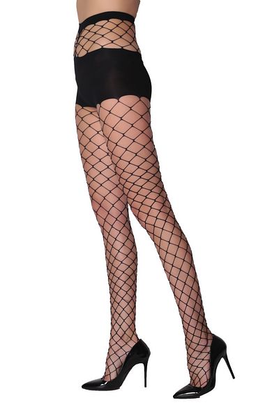 MEBA Дамски чорапогащи Daymod с мрежеста структура 15 Den Layd Black Fiona / 500 Black