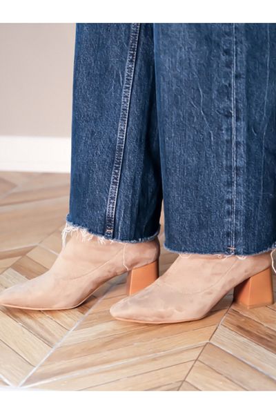 Munshoes Γυναικείες μπότες με τακούνι Sophia Beige Suede