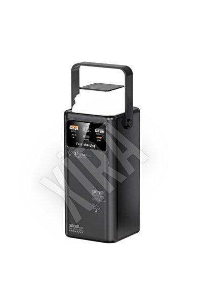 XİRA 50.000 Mah 22.5W Hızlı Şarj Powerbank El Feneri Özellikli USB, Micro, US...