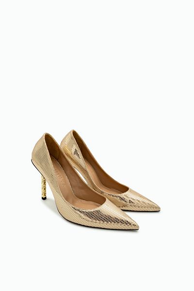 LAMİNTA Rebeca Gold Sequin Detailed Women's Heeled Shoes