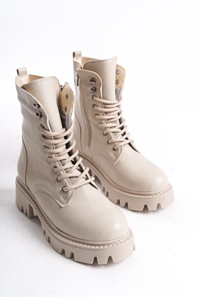 CZ London Kadın Günlük Postal Bot Bağcıklı Fermuarlı Trend Kalın Hafif Taban Bot