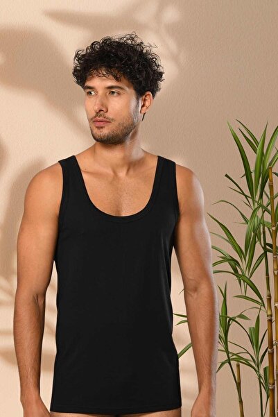 ERDEM İÇ GİYİM Weweus 3-Piece Black Super Thin Men's Natural Bamboo Tank Top 11143