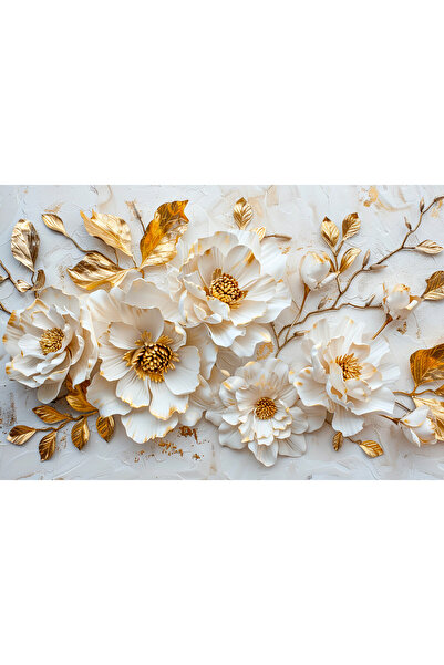 Aden DEKORATİF BEYAZ ÇİÇEKLER KANVAS TABLO