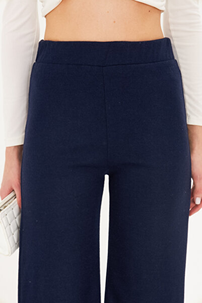 armonika Kadın Lacivert Beli Lastikli Astarlı Kaşe Pantolon ARM-25K001092