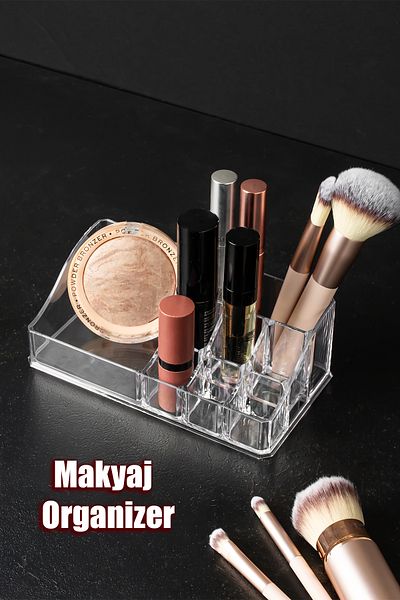 Porsima AK-499 8 Διαμερίσματα Pyramid Makeup Organizer - Διάφανη οργάνωση καλλυντικών