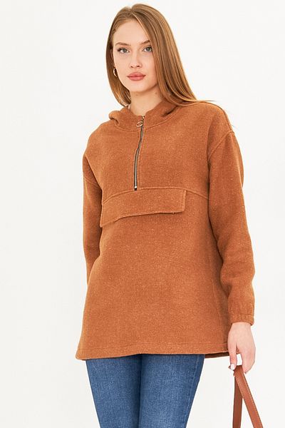 armonika Дамски кашмирен суичър с качулка и джоб с капак ARM-25K001097