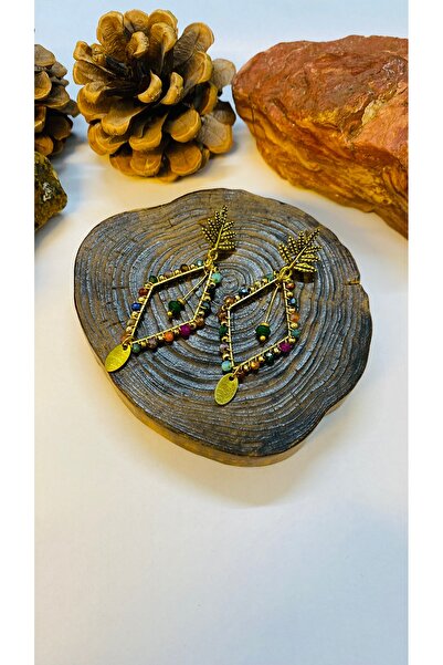 Porsuk Alternatif أقراط خرز محبوكة مصنوعة يدويًا من النحاس