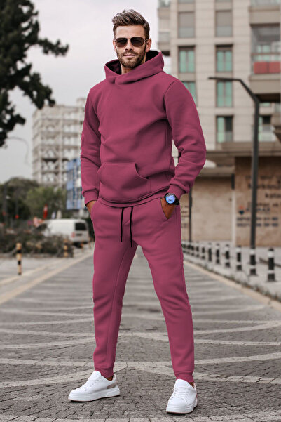 YAKAMEL Ανδρικό σετ φόρμας με κουκούλα 3 νημάτων, βασικό, με κουκούλα, YSR