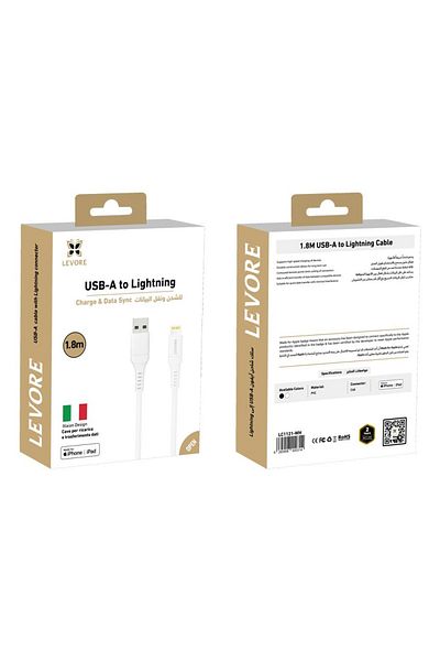 Levore USB to Lightning Cable MFI Certified TPE 1.8m - White