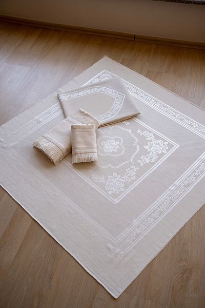 GONCA TEKSTİL 80 X 135 Seamless Etamine Single Prayer Rug Embroidered Fabric