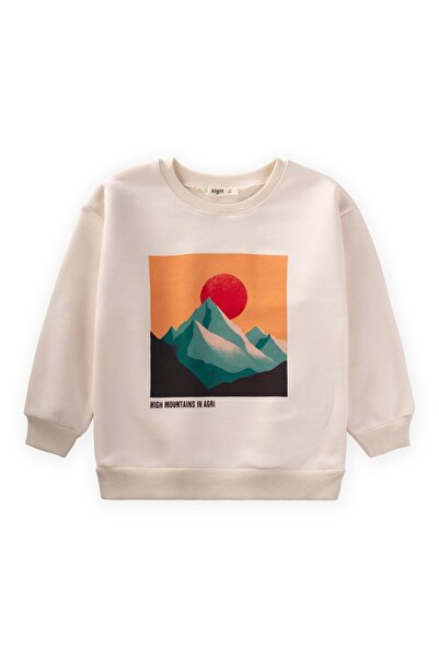 Cigit Hanorac imprimat munte 3-9 ani Ecru