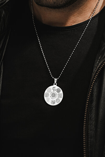 OSMANLI GÜMÜŞ 12 Dualı Çift Taraflı Koruyucu Zırh Kolyesi Celcelütiye , Nazar Duası , Rufai Gülü