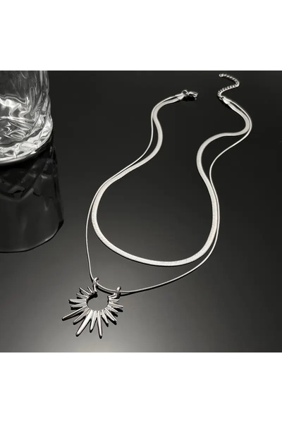 MAF Atölye Boho-Şık Paslanmaz Çelik Çift Katmanlı Ayçiçeği Kolye